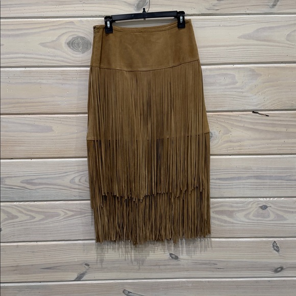 Banana Republic Tan Suede Fringe Midi Skirt - Picture 6 of 6